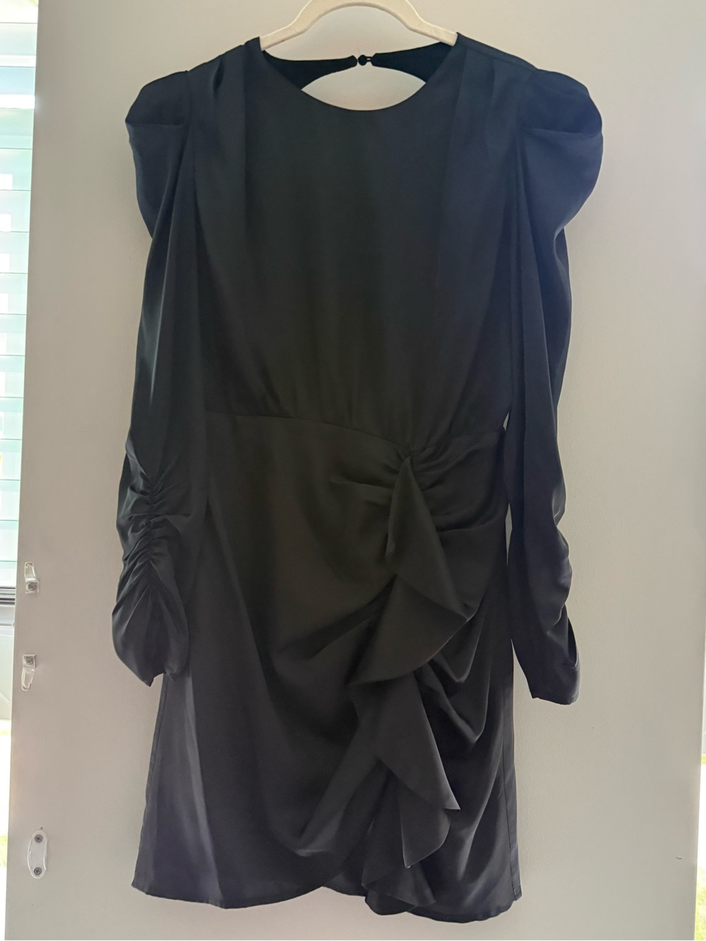 Astr Black Satin Keyhole Back cocktail dress